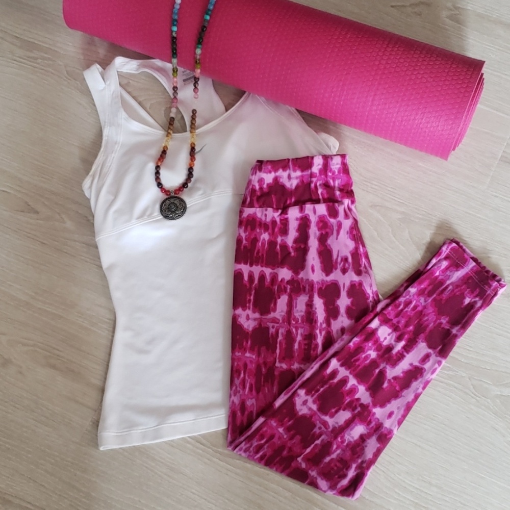 LulaRoe LEGGINGS, pink tie-dye, sz. OS